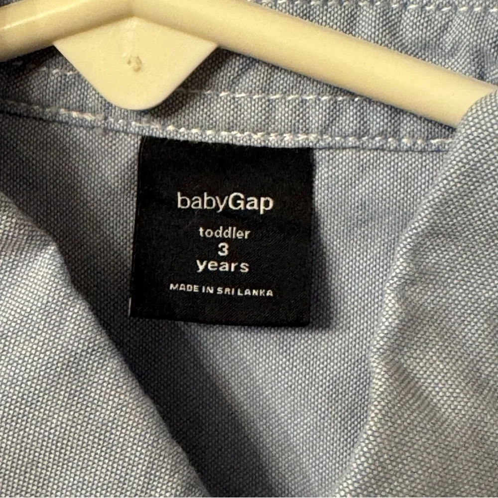 Baby Gap Light Blue Button Down Collared Shirt with Teddy Bear Logo